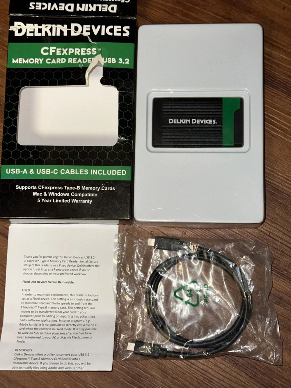 Delkin Devices CFexpress Type B Memory Card Reader (DDREADER-54) Reader +1 Cable